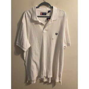 New NWT Men's Chaps White Blue Crest Logo Polo Shirt Size XXL 2XL